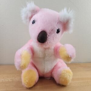 Vintage 80s Pink Koala Bear Plush Stuffed Animal 8” Carnival Prize